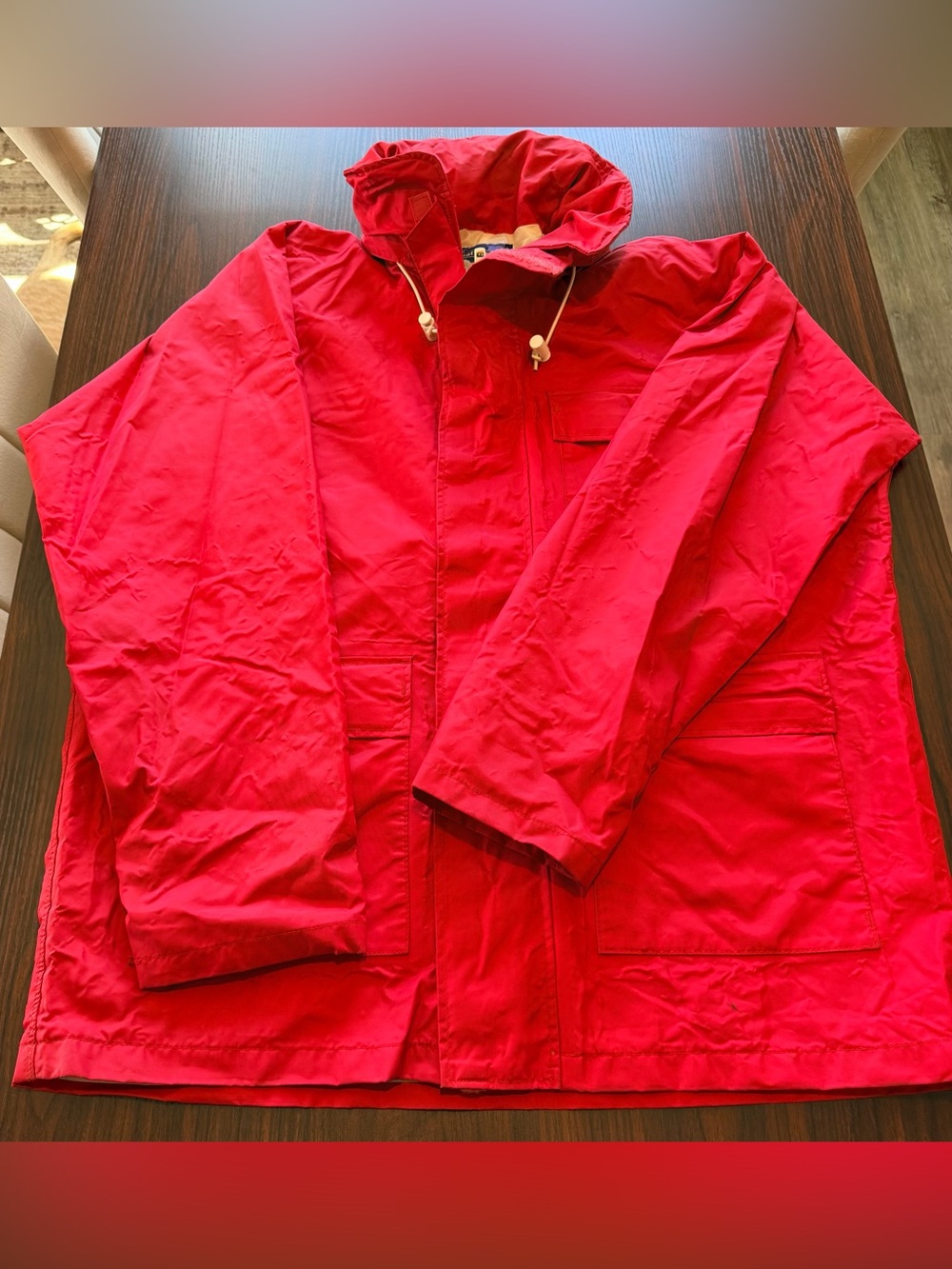 West Marine Nautical Gear Red Vintage 90s Sailing Rain Jacket Parka Hooded XL